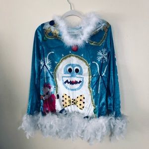 Ugly sweater shirt Christmas holiday Xl with feathers Nwot